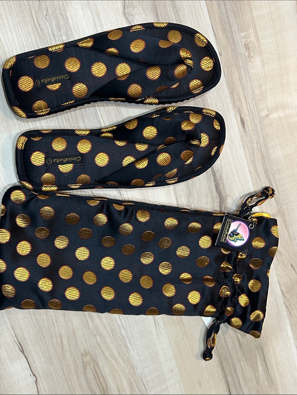Abella Black and Gold Polka Dot Shoe Set